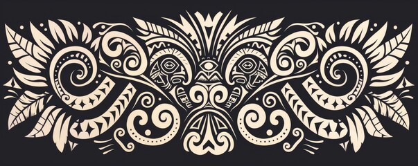 Intricate tribal tattoo design featuring symmetrical patterns and organic shapes, perfect for artistic and cultural themes.