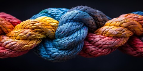 This showcases a colorful and ornate arrangement of intricately knotted ropes, forming a lively and captivating pattern