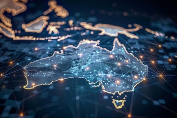 Digital map of Australia network and connectivity created with Generative AI