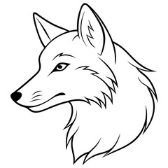 Elegant Wolf Head Illustration in Clean lineart Vector Style.