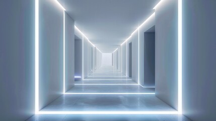 Fototapeta premium Modern White Hallway With Bright Neon Lights