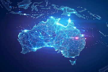Digital map of Australia network and connectivity created with Generative AI