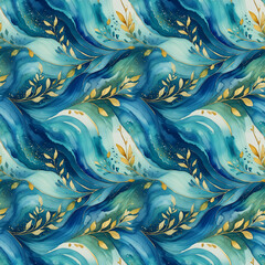 seamless pattern with blue Waves