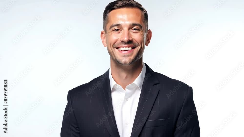 Poster smiling man in suit generative ai