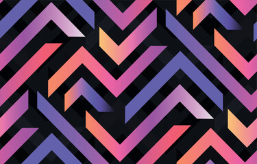 Seamless neon color zigzag geometric vector pattern