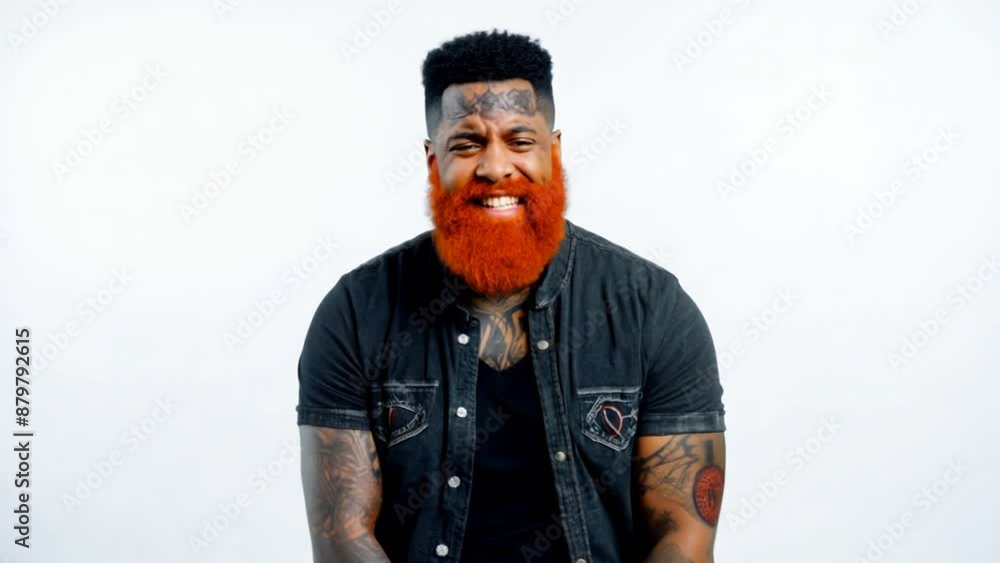 Poster man with red beard smiling generative ai
