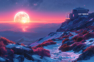 An observatory equipped with advanced technology for detecting extraterrestrial life, featuring large telescopes and sophisticated monitoring systems