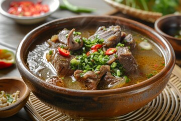 Beef ribs and oxtail clear soup ideal for recipes or commercial use