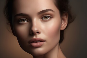 Fototapeta premium beauty portrait of a young woman with beautiful skin without makeup, natural beauty concept, close-up