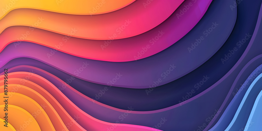 Poster Multi-layer multi-colored waves of three-dimensional layers of paper. background in the form of a paper cut. abstract paper background