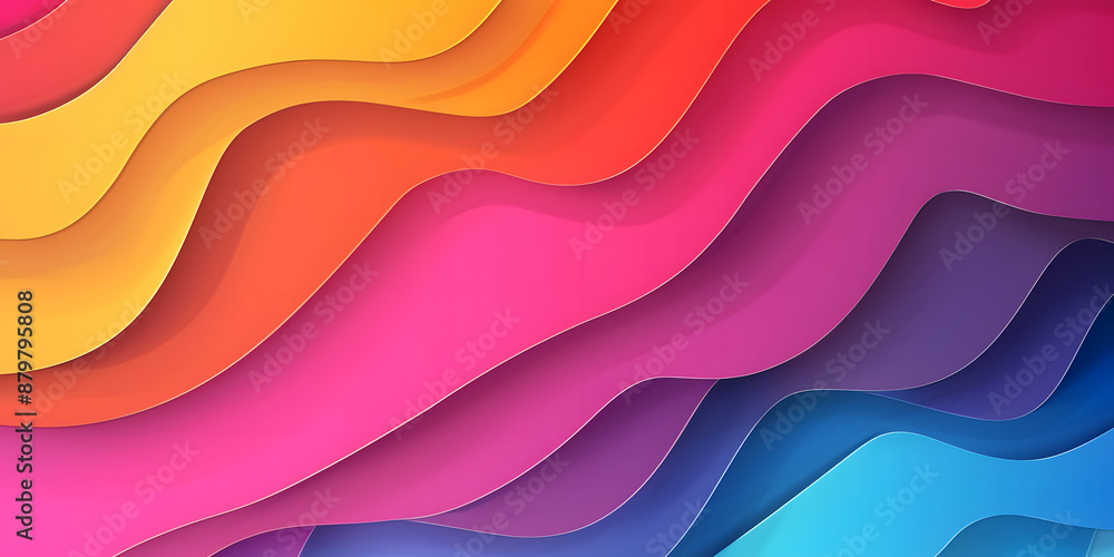 Poster Multi-layer multi-colored waves of three-dimensional layers of paper. background in the form of a paper cut. abstract paper background