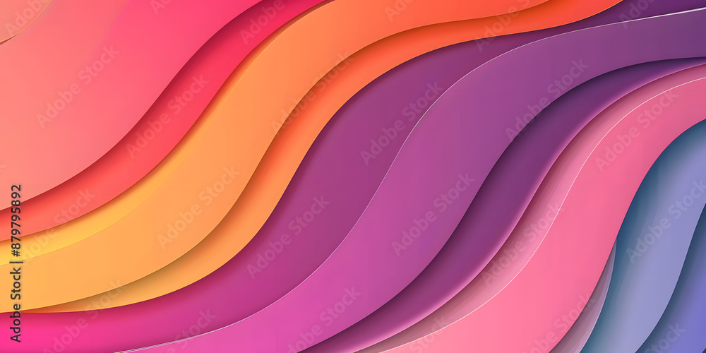 Poster Multi-layer multi-colored waves of three-dimensional layers of paper. background in the form of a paper cut. abstract paper background