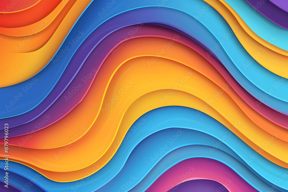 Poster Multi-layer multi-colored waves of three-dimensional layers of paper. background in the form of a paper cut. abstract paper background