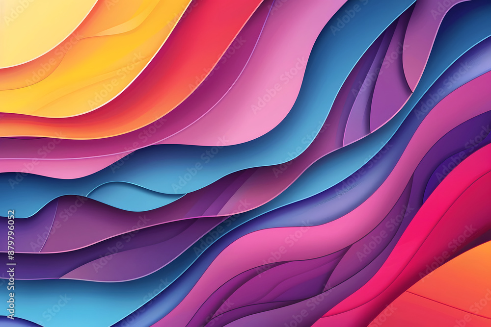 Poster Multi-layer multi-colored waves of three-dimensional layers of paper. background in the form of a paper cut. abstract paper background