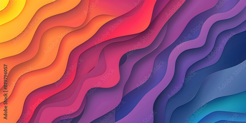 Poster Multi-layer multi-colored waves of three-dimensional layers of paper. background in the form of a paper cut. abstract paper background
