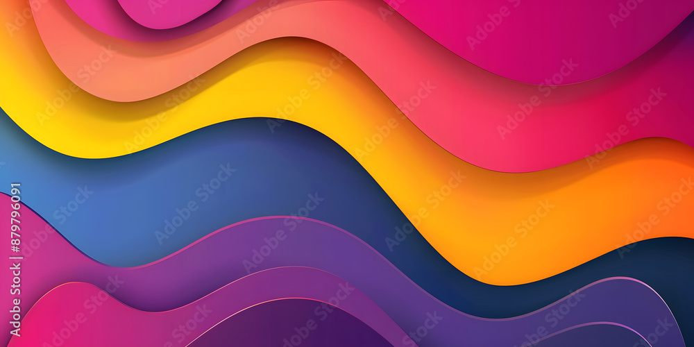 Poster Multi-layer multi-colored waves of three-dimensional layers of paper. background in the form of a paper cut. abstract paper background