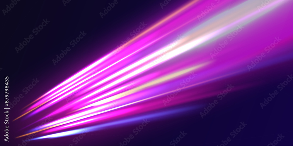 Poster panoramic high speed technology concept, light abstract background. image of speed motion on the roa