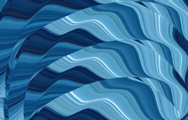 abstrakt gemalte blaue fliessende diagonale bögen