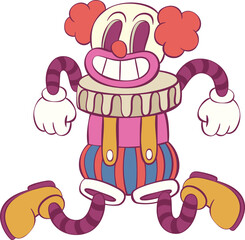Retro groovy clown halloween mascot character