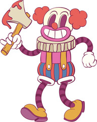 Retro groovy clown halloween mascot character