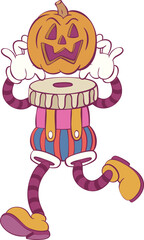 Retro groovy clown halloween mascot character