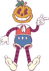 Retro groovy halloween mascot character