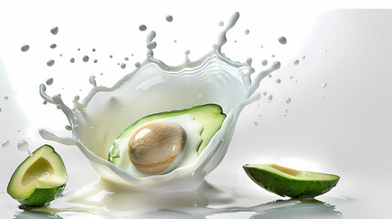 avocado, milk, splash, fresh, healthy, fruit, creamy, nutritious, green, ripe, dairy, superfood, organic, diet, vitamin E, healthy fats, breakfast, smoothie, food photography, delicious, refreshing, n