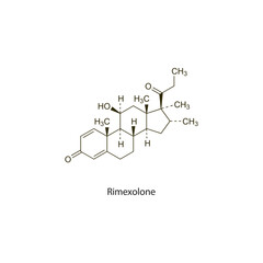 Rimexolone flat skeletal molecular structure Corticosteroid drug used in inflammation treatment. Vector illustration scientific diagram.