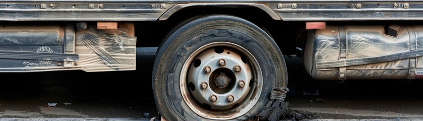 Close up of a truck tire.