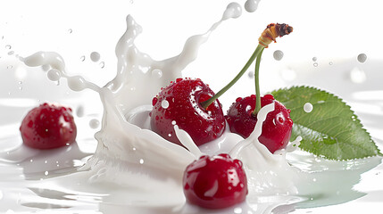 Cherries Splash in Milk
