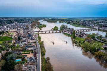 Fototapeta premium Aerial View of Loire River, Amboise, France