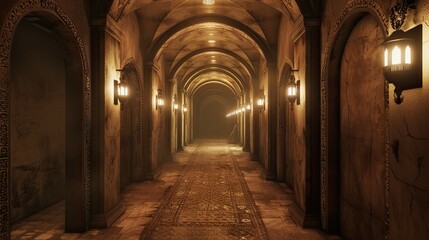 Obraz premium Corridor Environment. AI generated art illustration.
