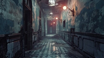 Corridor Environment. AI generated art illustration.