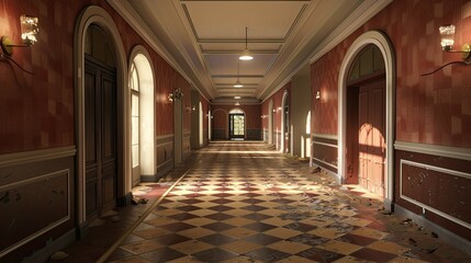 Fototapeta premium Corridor Environment. AI generated art illustration.