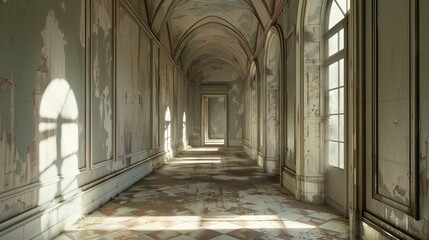 Corridor Environment. AI generated art illustration.