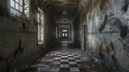 Corridor Environment. AI generated art illustration.