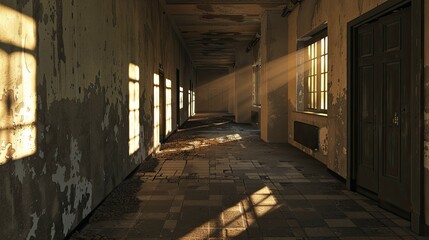 Corridor Environment. AI generated art illustration.