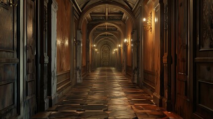 Corridor Environment. AI generated art illustration.