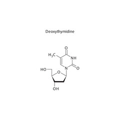 Deoxythymidine monophosphate (dTMP) skeletal structure schematic illustration, Nucleotide molecule.