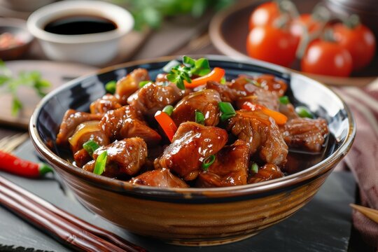 Chinese style stewed pork with brown sauce