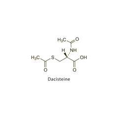 Dacisteine flat skeletal molecular structure Mucoactive agent drug used in cough treatment. Vector illustration scientific diagram.