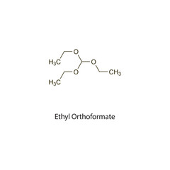 Ethyl Orthoformate flat skeletal molecular structure Antitussive drug used in cough treatment. Vector illustration scientific diagram.