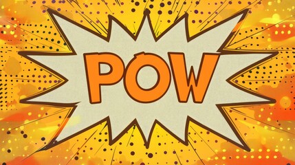 Fototapeta premium Comic book explosion with pow. Orange and yellow comic book sound effect, exploding with power.