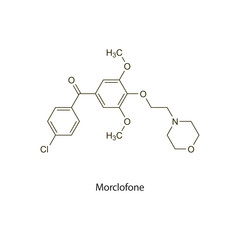 Morclofone flat skeletal molecular structure Antitussive drug used in cough treatment. Vector illustration scientific diagram.