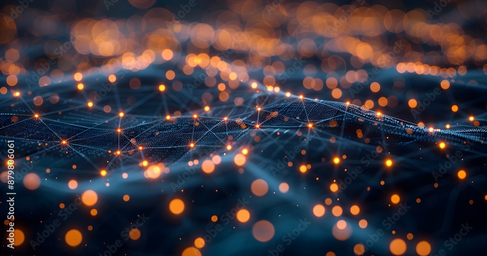 Poster a background of digital connections forming an abstract network pattern, representing the idea that 