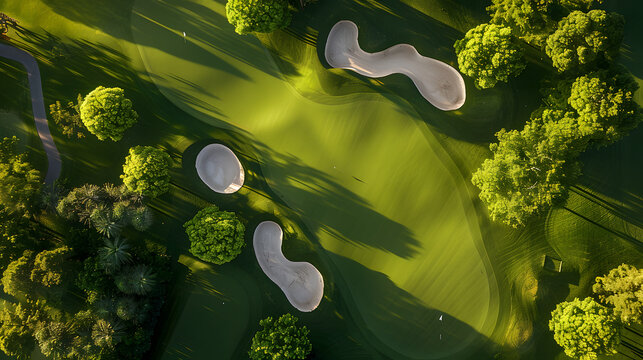 perfectly manicured golf course shot overhead