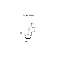 Deoxycytidine skeletal structure schematic illustration, Nucleoside molecule.