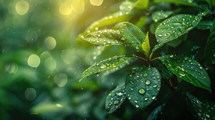 Raindrops on Leaves