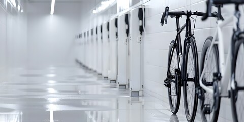 State-of-the-art bike washing facility utilizing advanced technology for comprehensive bicycle cleaning. Concept Bike Washing Technology, Advanced Cleaning, Comprehensive Wash