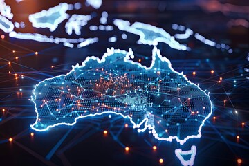 Digital map of Australia network and connectivity created with Generative AI